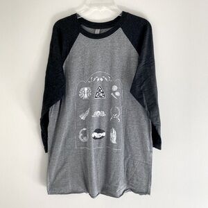 The Order of the Good Death Gravestone Symbols Raglan Tee, Size M, NWOT